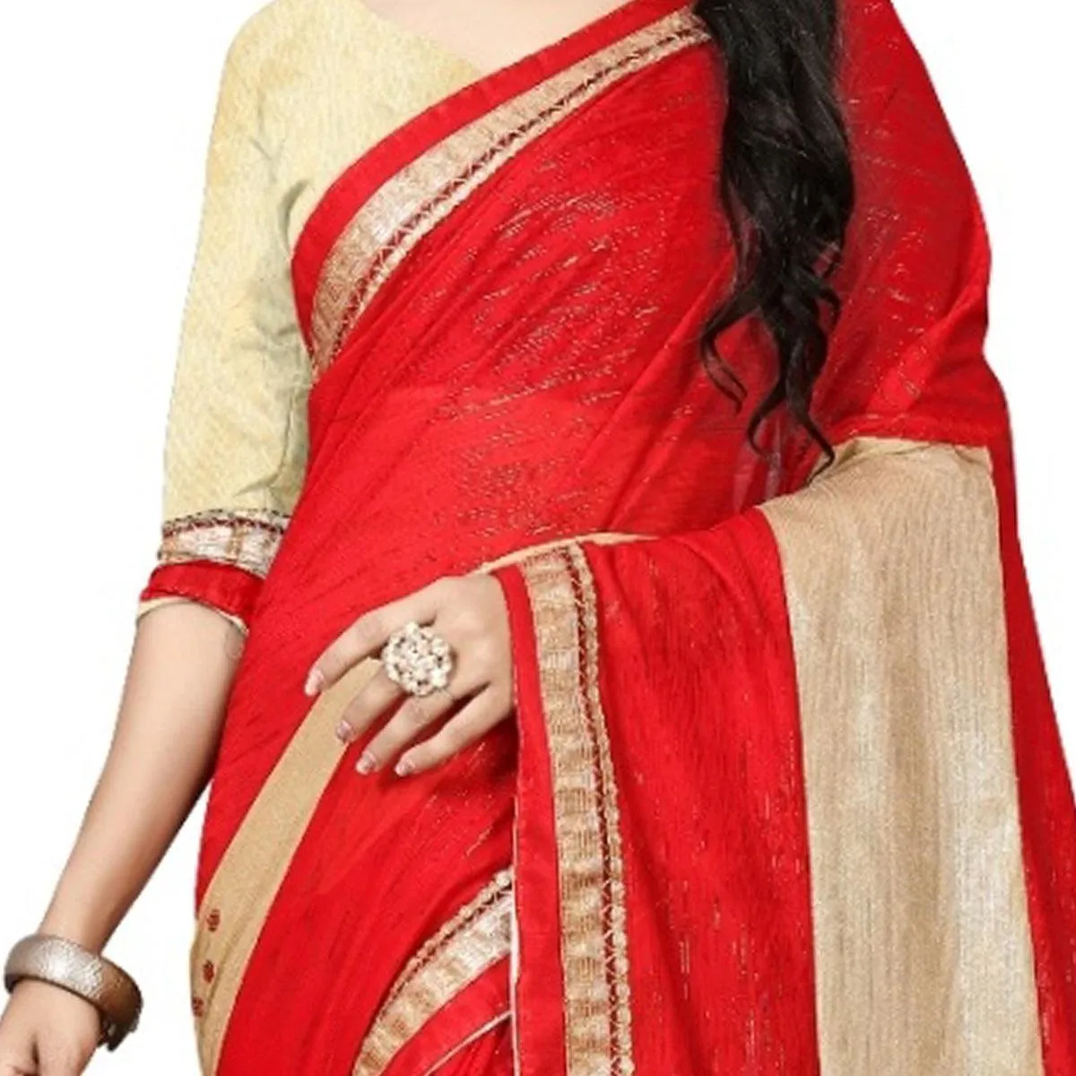Attractive Red Colored Party Wear Art Silk Saree