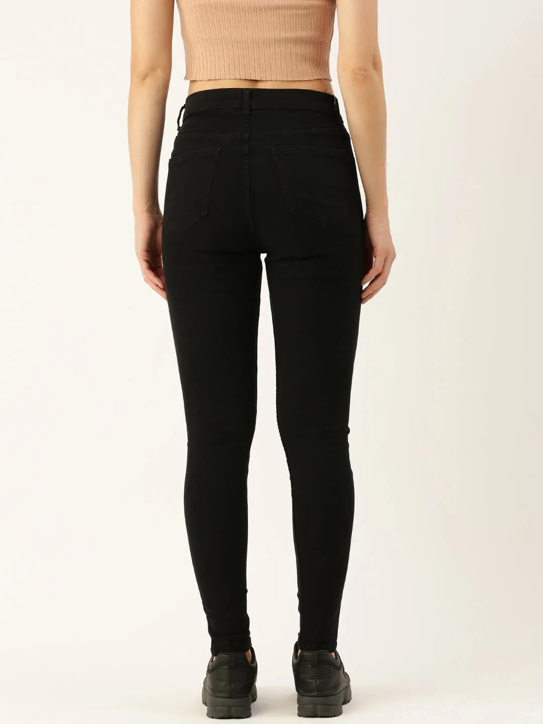 Black Solid Slim Fit Stretchable Jeans