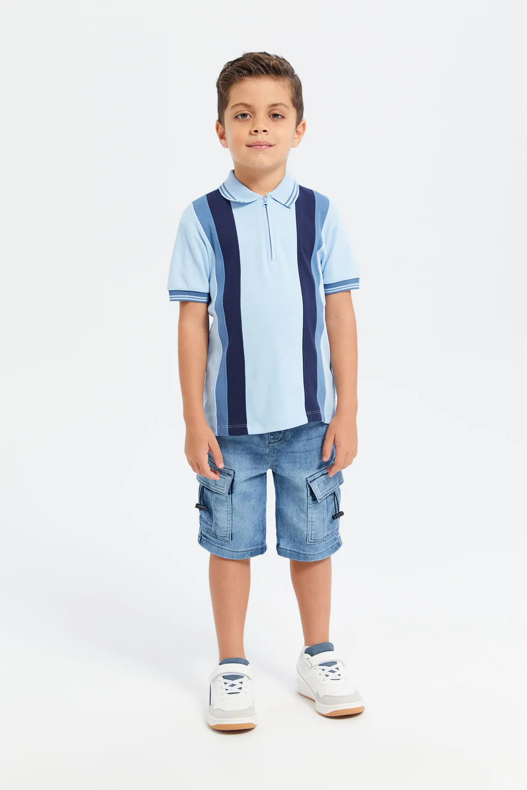 Boys Blue Cargo Pocket Pull On Short