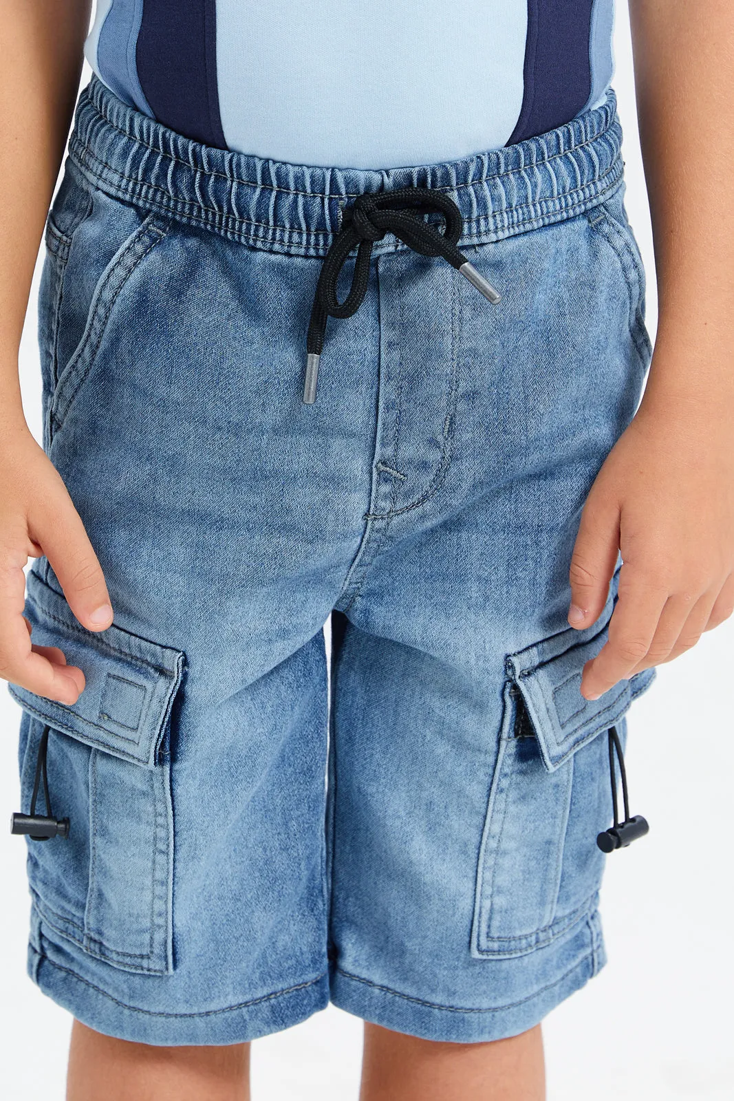 Boys Blue Cargo Pocket Pull On Short