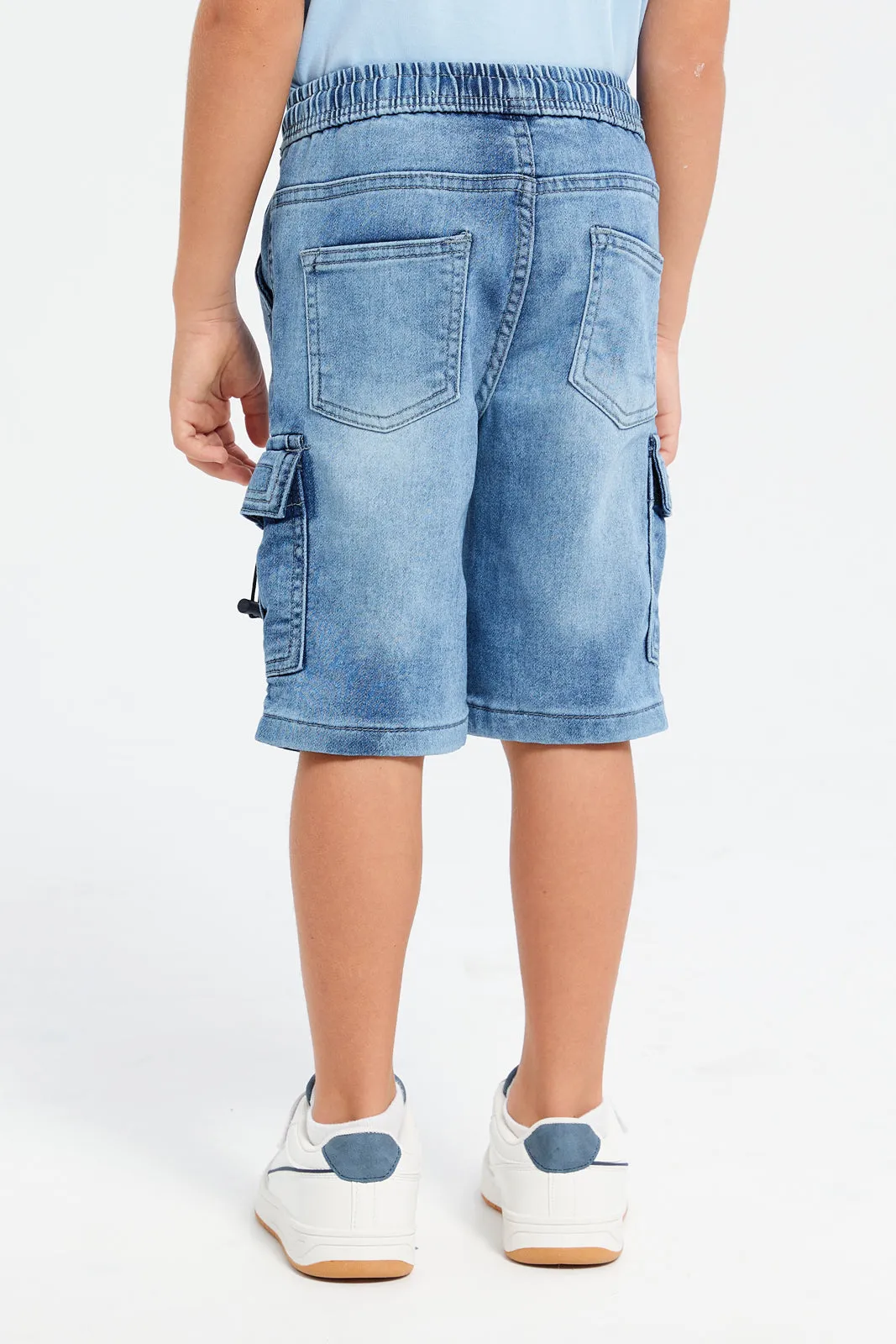 Boys Blue Cargo Pocket Pull On Short