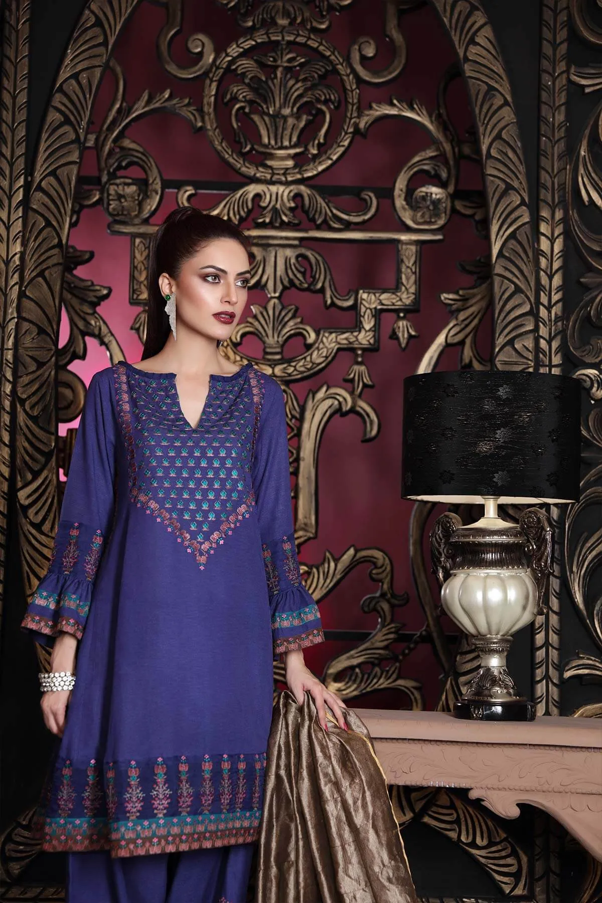 Charizma Slub Leather Collection (with Banarasi Woven Duppata) – Orchid Valley CSL-06