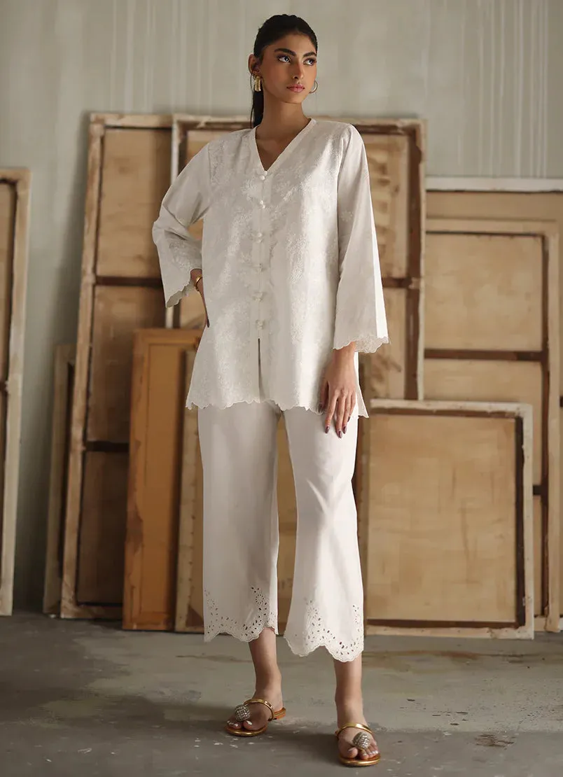 Fusion Edit 24 - White Embroidered Kurti