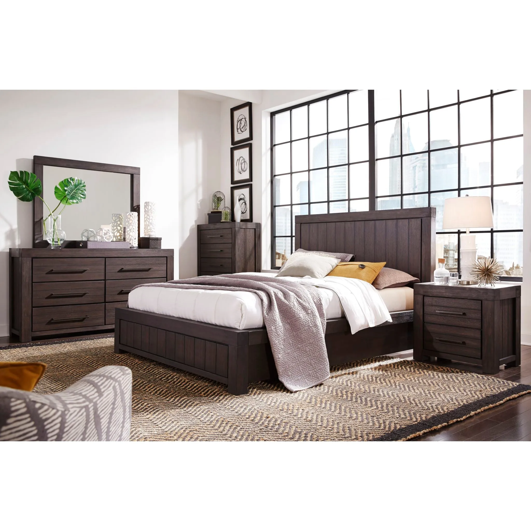 Heath 6 Piece Full Platform Bedroom - Basalt Grey