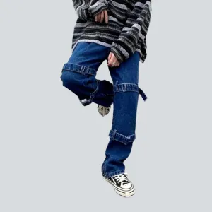 Hip-hop men's jeans with belts