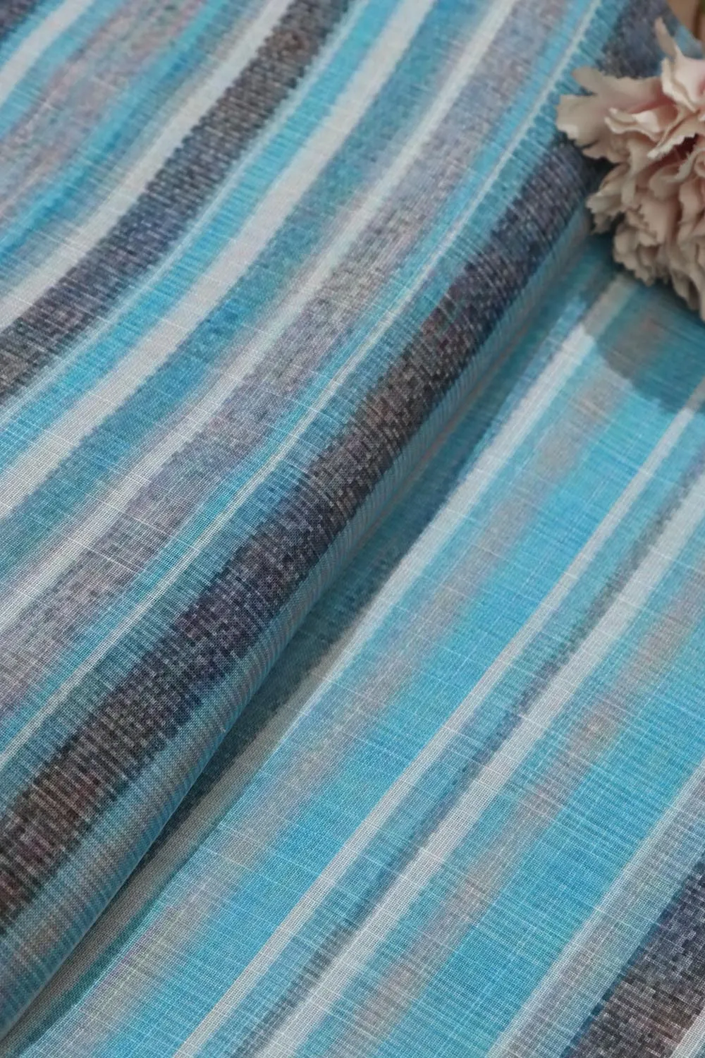 Vibrant Blue Wrinkle Free Cotton Linen Digital Printed Fabric